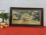 Tranh Thuận Buồm Xuôi Gió đồng vàng nền đen kích thước 38cm x 68cm - Tranh quà tặng