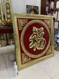 Tranh chữ Phúc khung đồng mạ KT 68x68cm