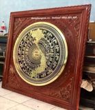 Tranh trống đồng đông sơn ăn mòn bản đồ Việt Nam | tranh trống đồng khung gỗ sồi kích thước 80x80cm