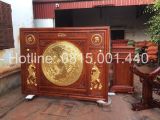 Tranh trống cá chép dát vàng KT181x195 | tranh trống treo phòng khách