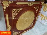 Tranh trống đồng đông sơn thúc nổi dát vàng 14k | tranh trống đồng khung gỗ sồi kích thước 1mx1m