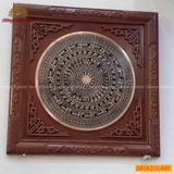 Tranh trống đồng đông sơn đồng đỏ đúc nổi | tranh trống đồng khung Hương KT 115x115cm