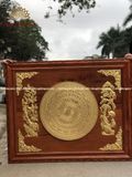 Tranh trống đồng đông sơn đồng đỏ đúc dát vàng 24k hoạ tiết trúc mai | tranh trống đồng khung Hương KT 170x120cm