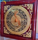 Tranh trống đồng đông sơn thúc nổi dát vàng 14k vẽ nền đen | tranh trống đồng KT 80x80cm