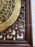 Tranh trống đồng đông sơn thúc nổi mạ vàng 24k vẽ nền đen | tranh trống đồng khung đục KT 133x133cm