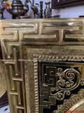 Tranh trống đồng đông sơn khung đồng mạ vàng 24k vẽ nền đen | tranh trống đồng KT 117x117cm
