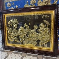 Tranh sen bằng đồng Việt Nam dày 8 rem - 147 x 89cm kích thước lỗ ban phong thủy