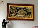 Tranh thuận buồm xuôi gió bằng đồng đỏ dát vàng khổ to 255x155cm