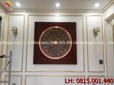 Tranh trống đồng đông sơn đồng đỏ đúc nổi | tranh trống đồng khung gụ KT 137x137cm