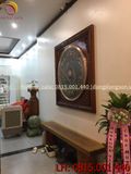 Tranh trống đồng đông sơn đồng đỏ đúc nổi | tranh trống đồng khung gụ KT 137x137cm