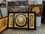 Tranh trống đồng đông sơn thúc nổi hoạ tiết lục bình hoa sen | tranh trống đồng khung gỗ sồi kích thước 176x106cm