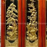 Tranh tứ quý đồng nền đen dát vàng 24k | tranh tứ quý thúc tay thủ công KT 98x38cm