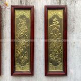 Tranh tứ quý đồng nền đen giả cổ | tranh tứ quý KT 127x41cm