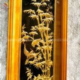 Tranh tứ quý đồng nền đen mạ vàng 24k | tranh tứ quý thúc tay thủ công KT 89x29cm