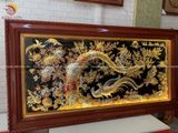 Tranh Vinh hoa phú quý bằng đồng đỏ dát vàng KT 230x120cm