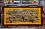 Tranh đồng vinh quy bái tổ treo phòng khách khung dát vàng KT 230x120cm
