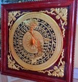 Tranh trống đồng đông sơn thúc nổi dát vàng 14k vẽ nền đen | tranh trống đồng KT 80x80cm