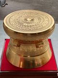 Quả trống ngọc lũ đúc đồng đỏ đường kính 45cm dát vàng 24k - Trống đồng Ngọc Lũ đúc nổi