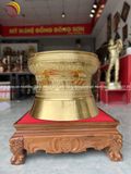 Quả trống ngọc lũ đúc đồng đỏ đường kính 45cm dát vàng 24k - Trống đồng Ngọc Lũ đúc nổi