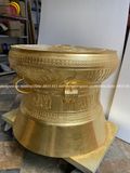 Quả trống ngọc lũ đúc đồng đỏ đường kính 60cm dát vàng 24k - Trống đồng Ngọc Lũ đúc chìm