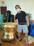 Trống đồng đông sơn chạm chìm dát vàng 24k | trống đồng dát vàng