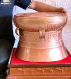 Quả trống ngọc lũ đúc đồng đỏ đường kính 45cm màu phớt hồng - Trống đồng Ngọc Lũ đúc nổi