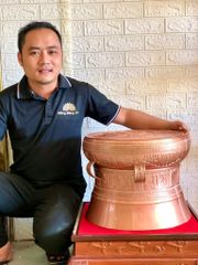 Quả trống ngọc lũ đúc đồng đỏ đường kính 42cm - Trống đồng Ngọc Lũ đúc nổi