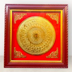 Tranh trống đồng bằng đồng vàng gò mạ vàng 24k KT 95x95cm