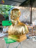Tượng Bác Hồ bán thân đồng đỏ dát vàng 24K cao 61cm - Đồng Đông Sơn