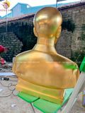 Tượng Bác Hồ bán thân đồng đỏ dát vàng 24K cao 61cm - Đồng Đông Sơn