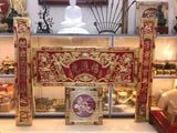 Bộ đại tự câu đối kích thước 1m55 đồng vàng nền đỏ