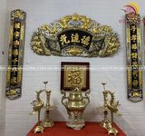 Bộ cuốn thư câu đối kích thước 1m76 đồng vàng dát vàng bạc nền đen