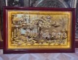 Tranh vinh quy bái tổ bằng đồng KT 110x70cm