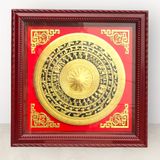 Tranh trống đồng bằng đồng vàng gò dát vàng KT 90x90cm mẫu 2