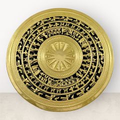 Mặt trống đồng gò dát vàng công nghiệp bằng đồng vàng đường kính 80cm mẫu 2