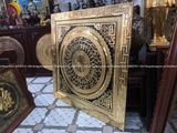 Tranh trống đồng bằng đồng vàng khung liền đồng mạ vàng 24K KT 107x107cm
