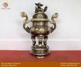 Tam sự hạc đồng thau 60 cm hoa sòi  màu hun nâu