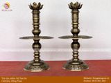 Tam sự nến đồng thau 60cm hoa sòi hun nâu