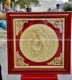 Tranh trống đồng bằng đồng vàng gò dát vàng KT 90x90cm mẫu 1