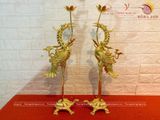 Bộ ngũ sự Rồng bằng đồng dát vàng 14k cao 62cm