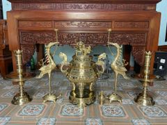 Bộ ngũ sự đồng cát tút hoạ tiết Sòi cao 70cm