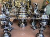 Bộ ngũ sự khảm ngũ sắc họa tiết rồng cao 60cm (khảm nhiều vàng)