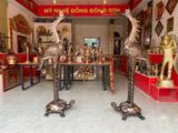 Đôi hạc thờ đồng đỏ phớt nỉ ngậm ngọc cao 171cm