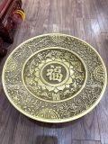 Mâm bồng chữ Phúc bằng đồng vàng màu vàng đậm đường kính 30cm - phụ kiện đồ thờ
