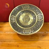 Mâm bồng chữ lộc bằng đồng màu hai công nghệ đường kính 30cm - phụ kiện đồ thờ