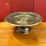 Mâm bồng chữ lộc bằng đồng màu hai công nghệ đường kính 30cm - phụ kiện đồ thờ