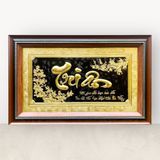 Tranh chữ Tri Ân nền đen bằng đồng vàng KT50x80cm - tranh quà tặng Đồng Đông Sơn
