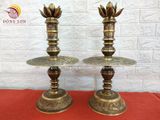 Tam sự nến song long chầu nguyệt đồng vàng màu hai công nghệ cao 50cm - bộ đồ thờ cúng