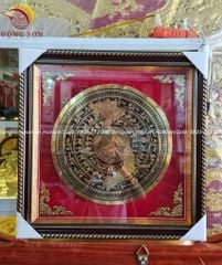 Tranh trống đồng bằng đồng vàng ăn mòn đồng KT 60x60cm