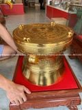 Quả trống ngọc lũ đúc đồng đỏ đường kính 36cm có cóc dát công nghiệp - Trống đồng Ngọc Lũ đúc chìm